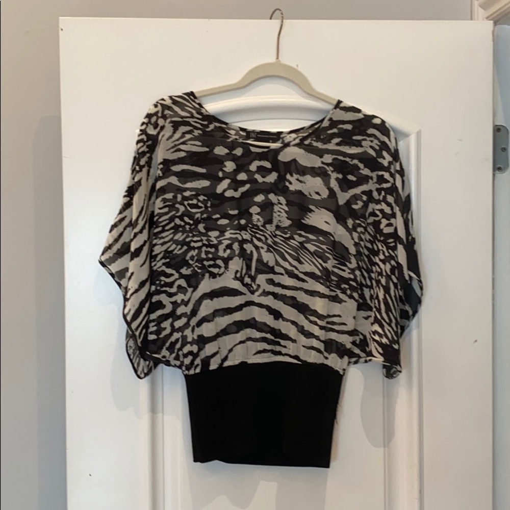 INC Sheer zebra blouse with cinched waist